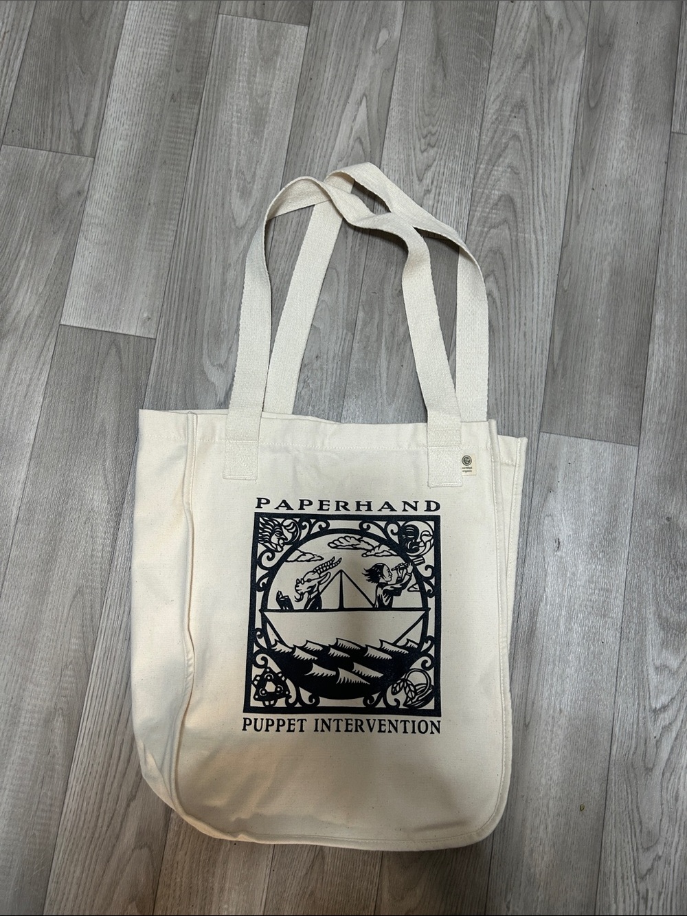 Paperhand Puppet Intervention ~Ivory Canvas Tote Bag